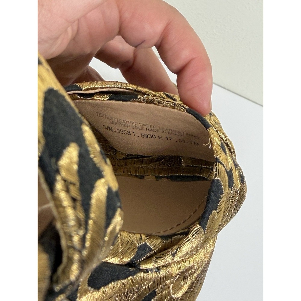 Tory Burch Loretta 115mm Platform Embroidered Black Gold  7 Brocade Fabric - Picture 12 of 12